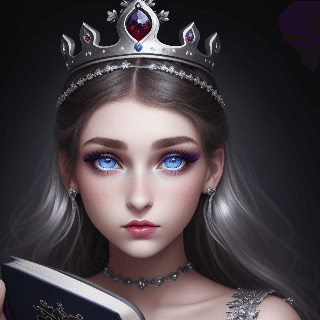 AI generated: 
this is a book cover, it has a dark background, it shows a girl, she is a brunette with blue eyes, ...