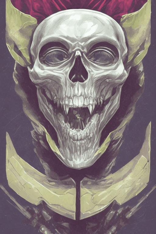 AI generated: a full body game character sketch villain wearing a smiling skull mask