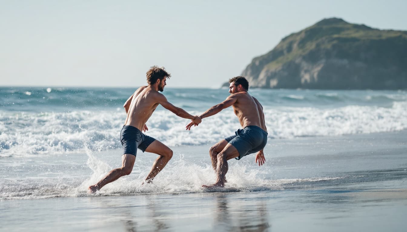 AI generated: two men in beach playing tennis