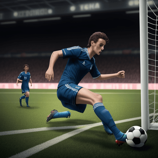 AI generated: Photo of a ultra realistic soccer player blocking a goal 
