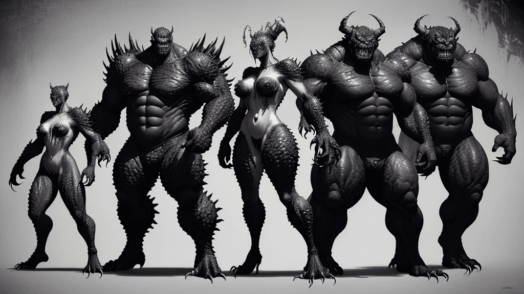 AI generated: fearsome and grotesque creatures, born from dark experimentation and genetic manipulation. Each mons...