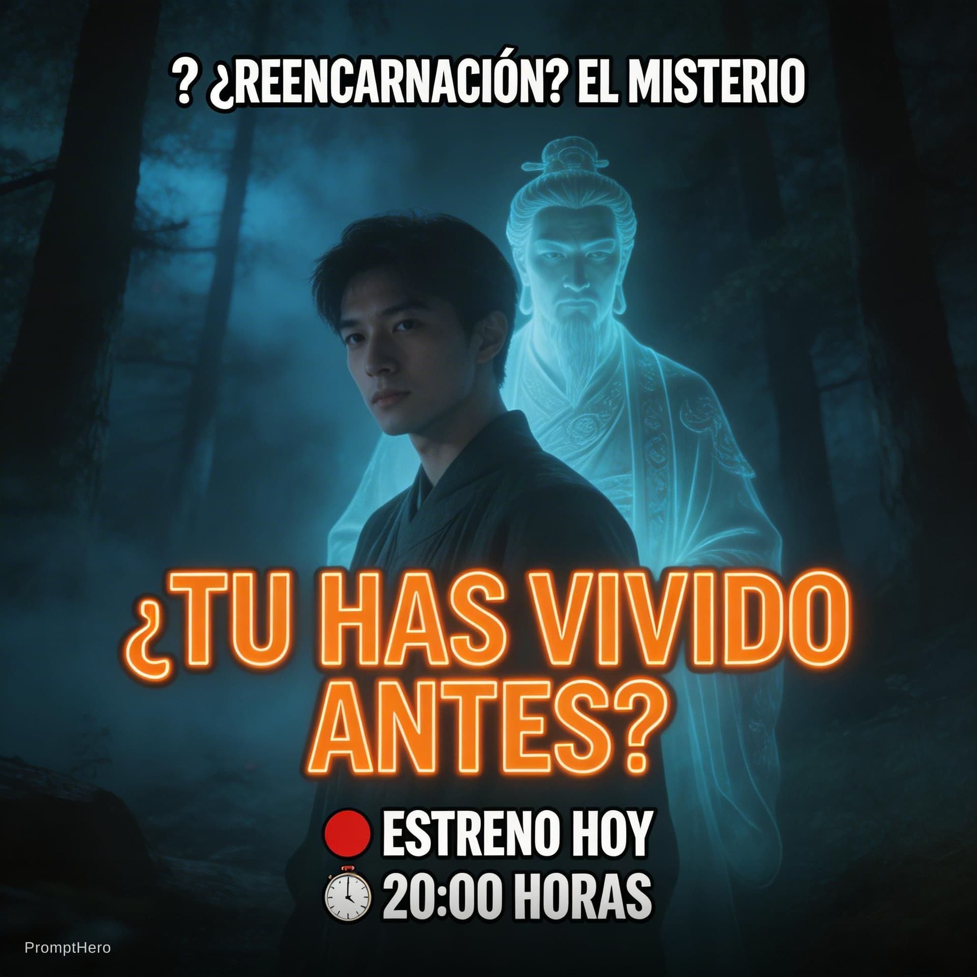 AI generated: crear una preentacion muy llamativa para un video misterioso sobre la reencarnacion
