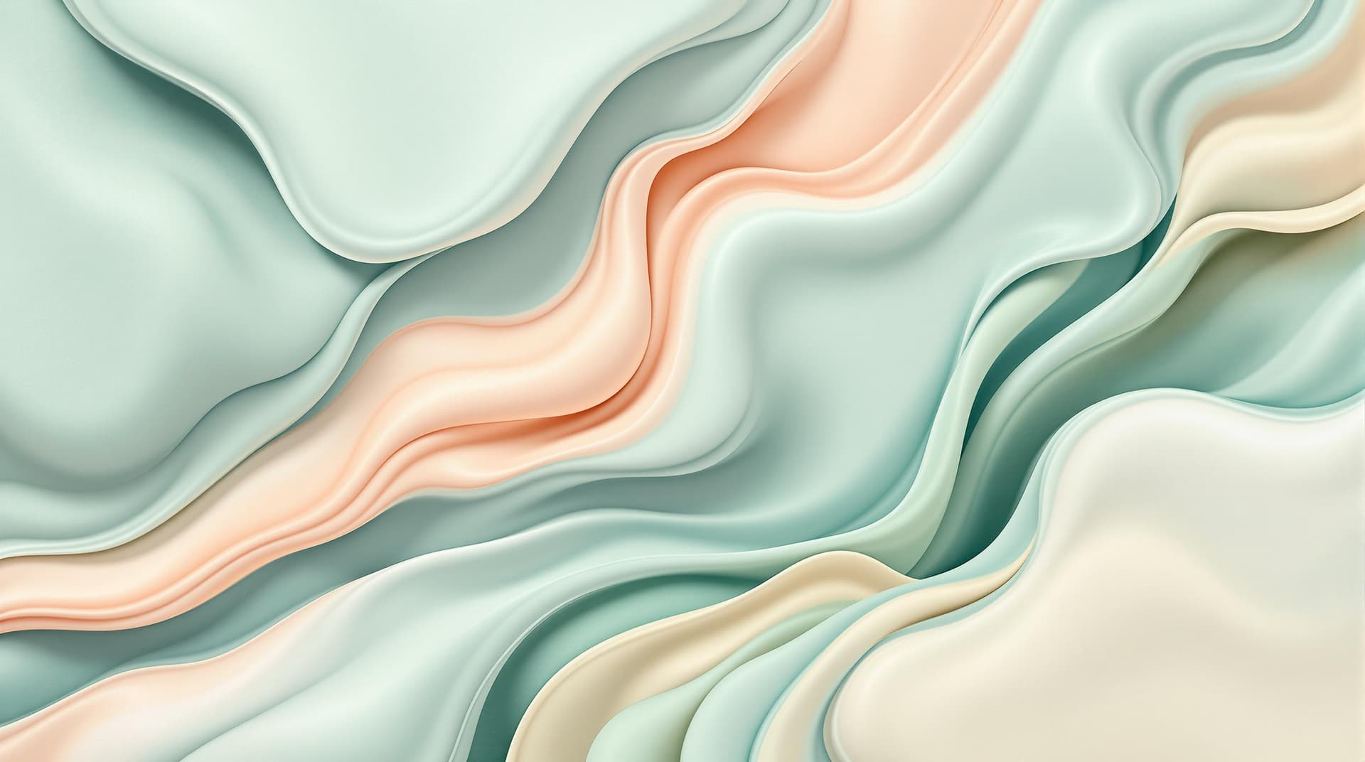AI generated: Create a minimalist fluid composition using soft pastel colors - fresh spring green, light aqua, and...