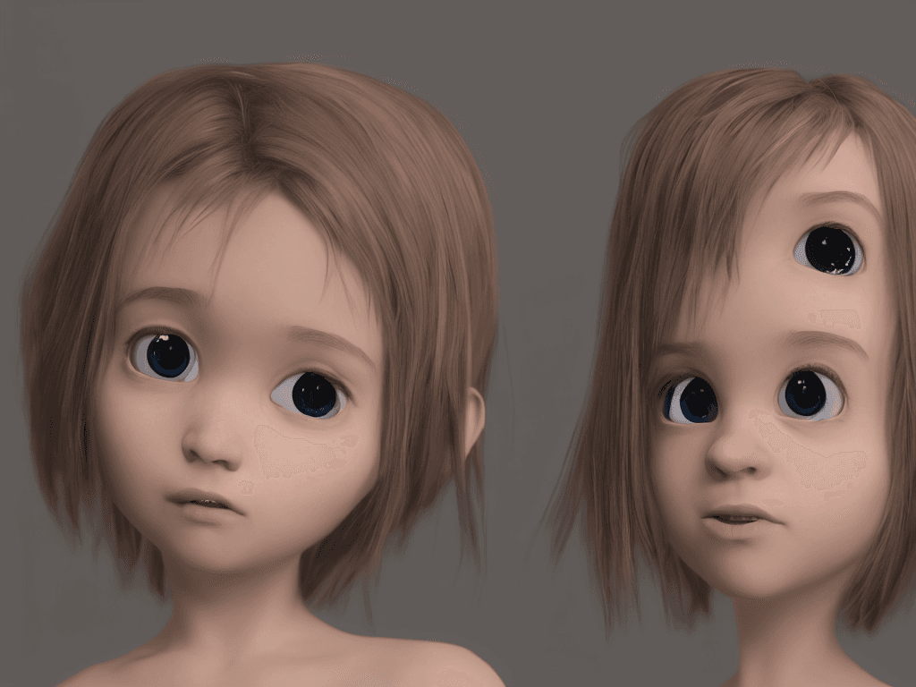 AI generated: Pixar style little girl, unreal engine, high definition, symmetrical face, volumetric lighting, dust...
