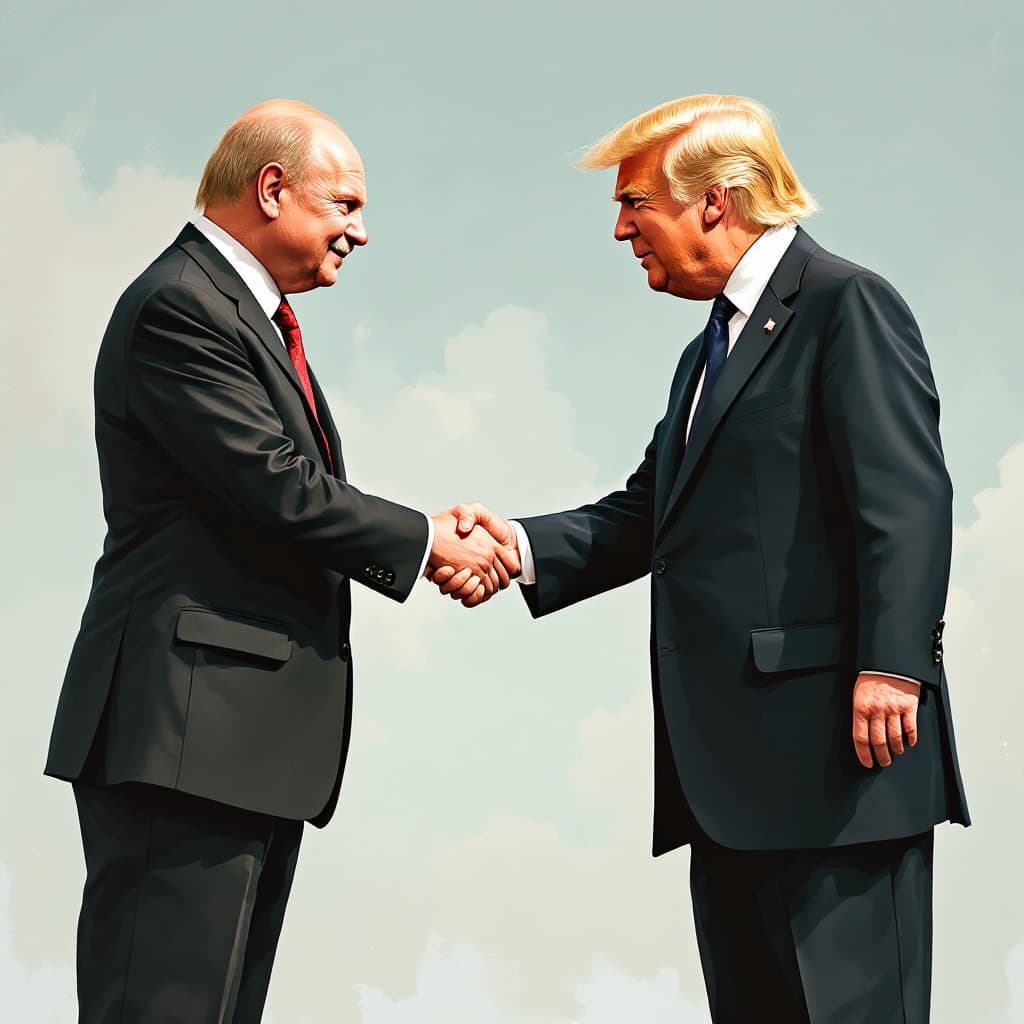 AI generated: Lenin shaking hands with Donald Trump.
