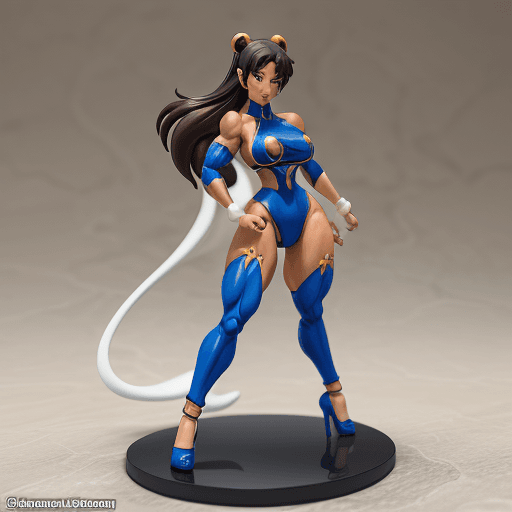 AI generated: A Modern Megan thee stallion anime figma figure, Chun li, ((muscular))