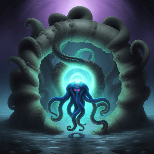 AI generated: A tentacle monster entering our world through a dimensional portal
