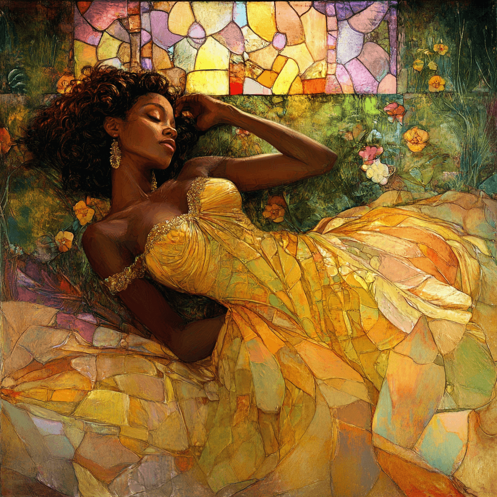 AI generated: ((((style of Jerry Pinkney)))), luminous horizontal line in the center of the image, (lying on the l...