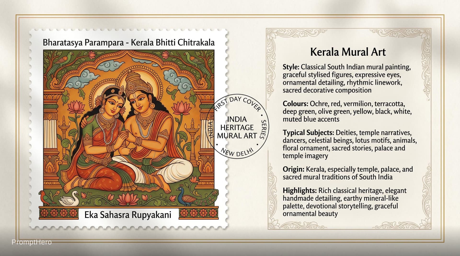 AI generated: Create a 16:9, 4K premium commemorative First Day Cover envelope inspired by India Post heritage des...