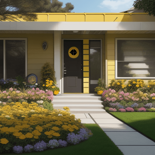 AI generated: Hyper realistic closeup of a bumblebee hoovering over a flower kicking up pollen dust, angled upward...
