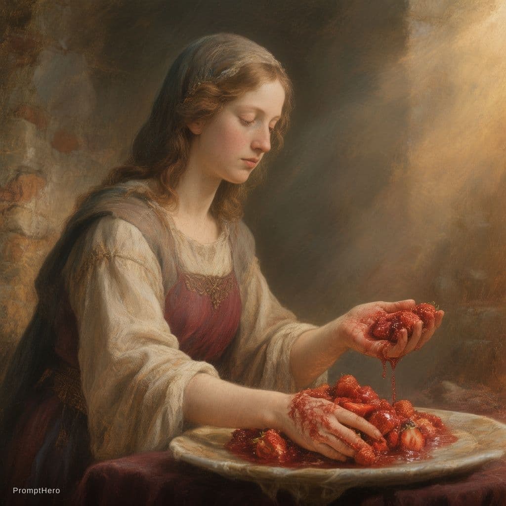 AI generated: mARY WASHING THE FEET OF jESUS