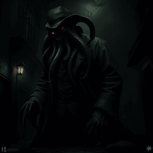AI generated: cthulhu, gloomy, scary, textured, shadowy, in the style of hp lovecraft, old city, 35mm photography,...