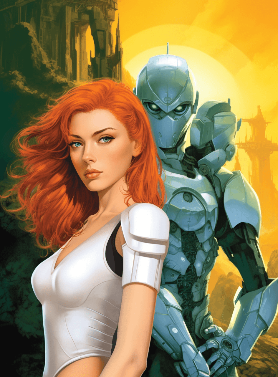 AI generated: A red haired girl and an orange haired woman in white tank tops stand next to each other, posing for...