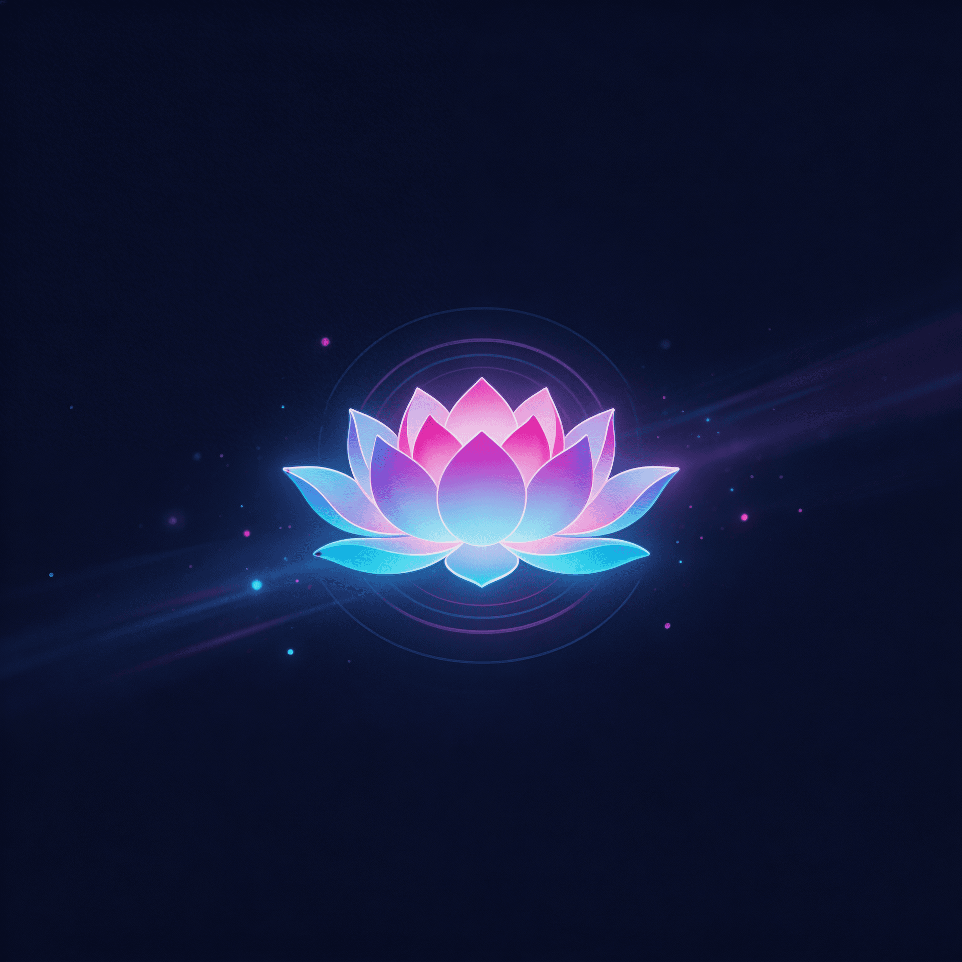 AI generated: savitri network splash screen, deep navy #151035 background, large stylized 
lotus flower symbol at ...