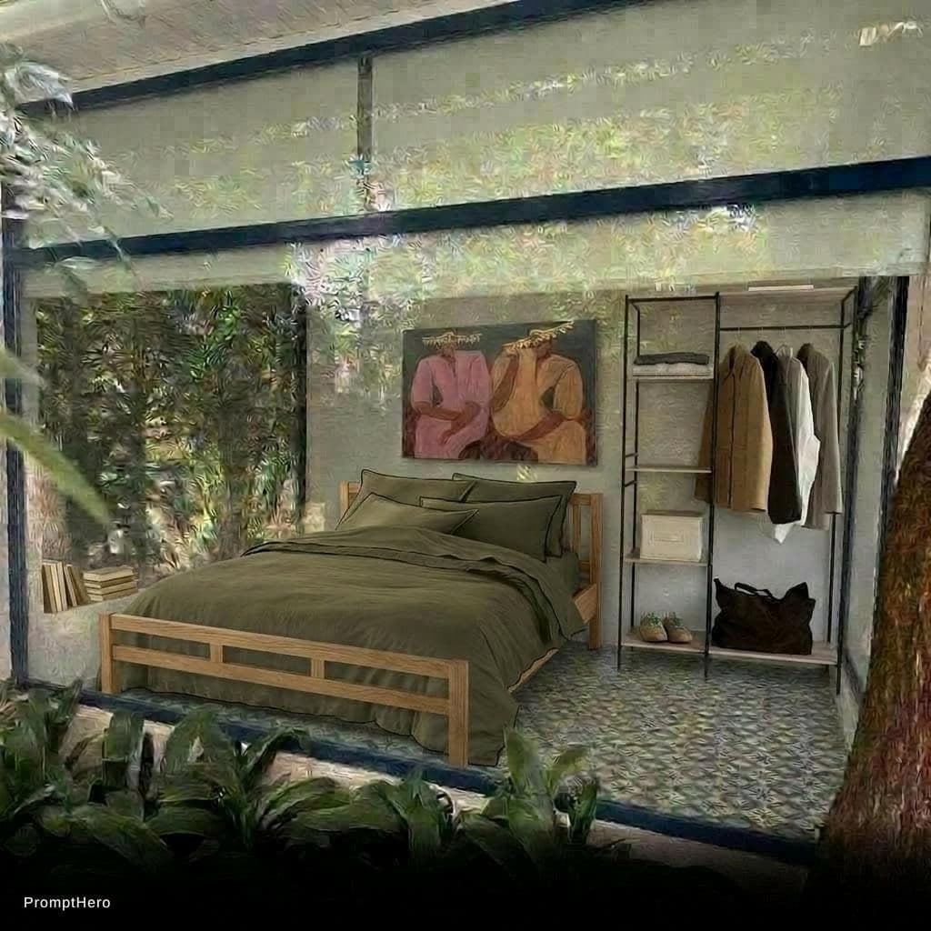 AI generated: switch out the bed frame to be this one whilst keeping everything else the same
