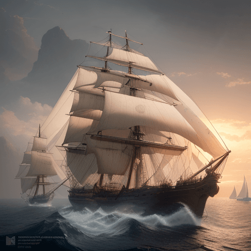 AI generated: Photo of a ultra realistic sailing ship, dramatic light, pale sunrise, cinematic lighting, battered,...