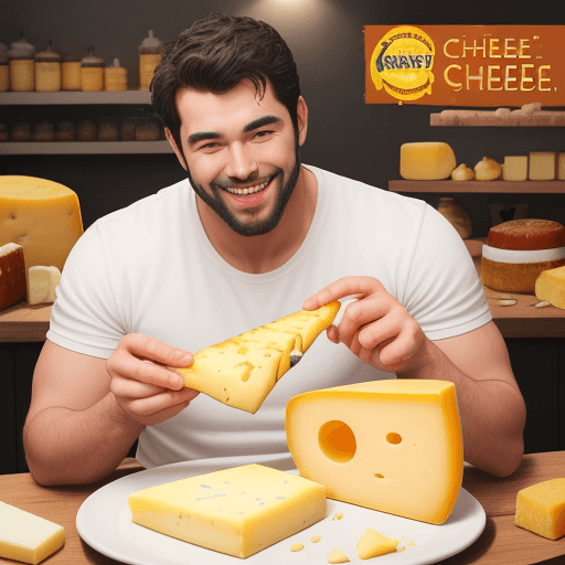 AI generated: a man that loves cheese that really really lovessss cheese