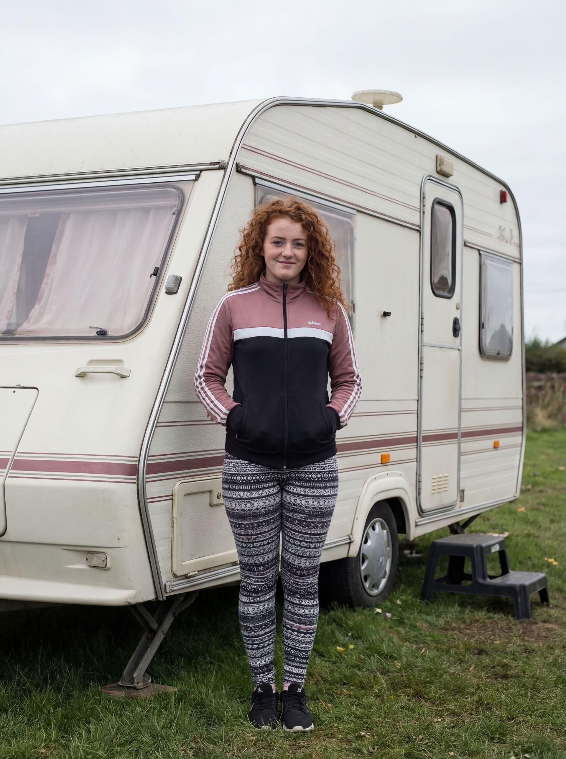 AI generated: A shapely Irish chav traveller 17yr old girl in leggings 