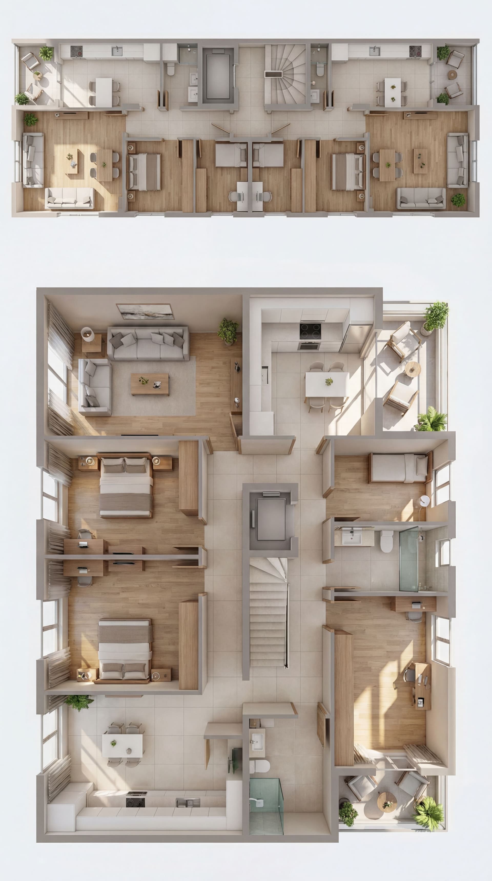 AI generated: Create a high-quality 3D architectural floor plan animation based on the provided apartment floor pl...