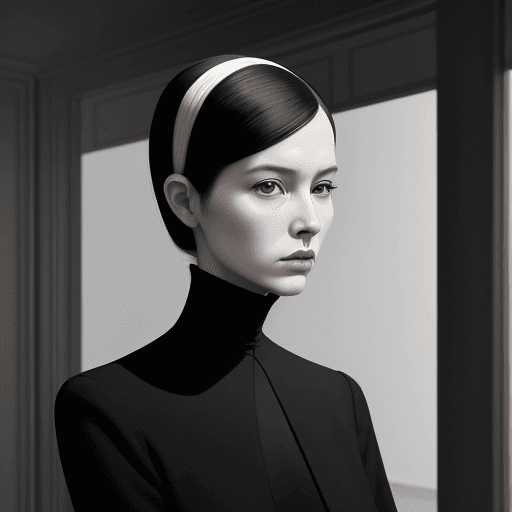 AI generated: an illustration of a woman in black and white, in the style of red, mario testino, serene faces, eff...