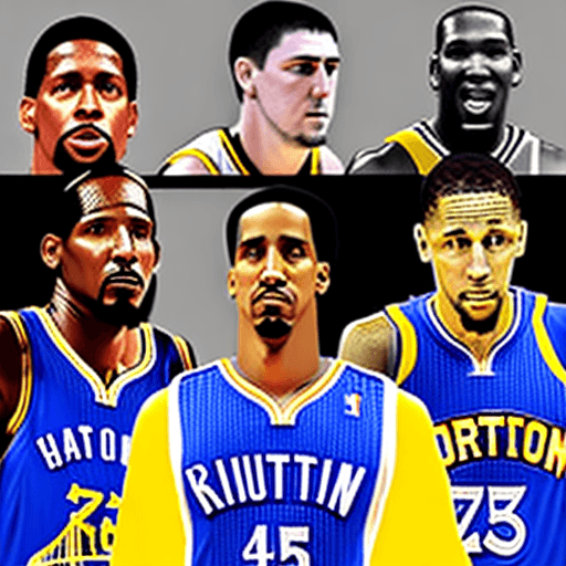 AI generated: "Generate a realistic and detailed photo of the GSW starting lineup with the following players:

PG:...