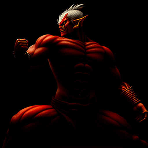 AI generated: Asura from Asuras wrath, (dynamic pose:1.2), tattoo, intricate,  cinematic, dof, lightroom 