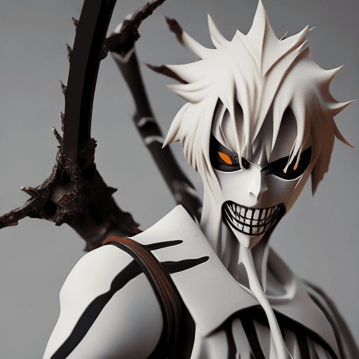 AI generated: Ichigo hollow from bleach anime action figure toy, intricate details, handmade, studio lighting, mus...