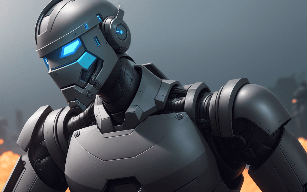 AI generated: a close up of a robot wearing a helmet, matte painting unreal engine, as a fortnite character, film ...