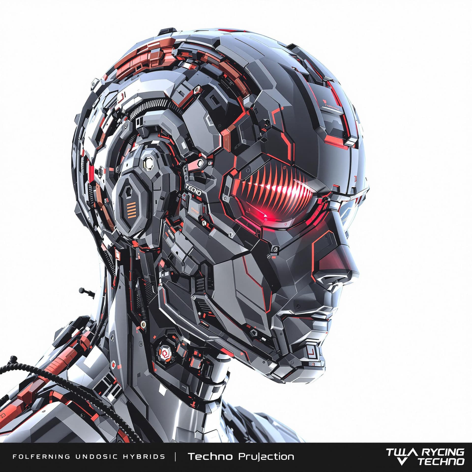 AI generated: 3d Techno hybrid  head