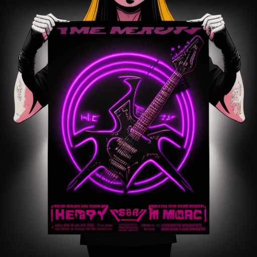 AI generated: heavy metal music poster retro 80's neon