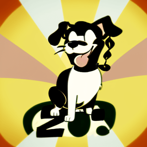 AI generated: 20's cartoon style, a dog barking with the sound written in text