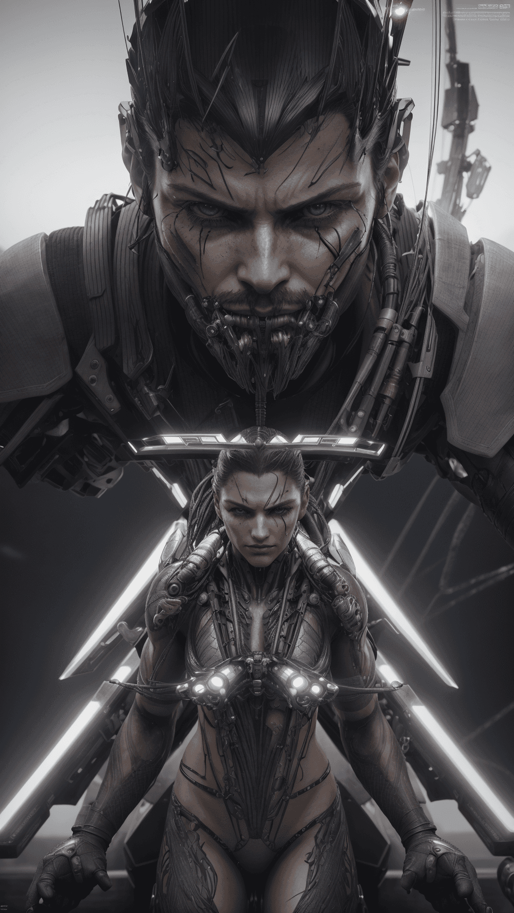 AI generated:  professional 3d model (mechanical angel), aggressive looking, savage looking, finely detailed, brut...