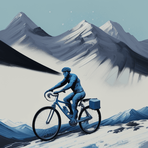 AI generated: the bike  wallpaper, in the style of brushwork exploration, light blue and indigo, expressive figure...