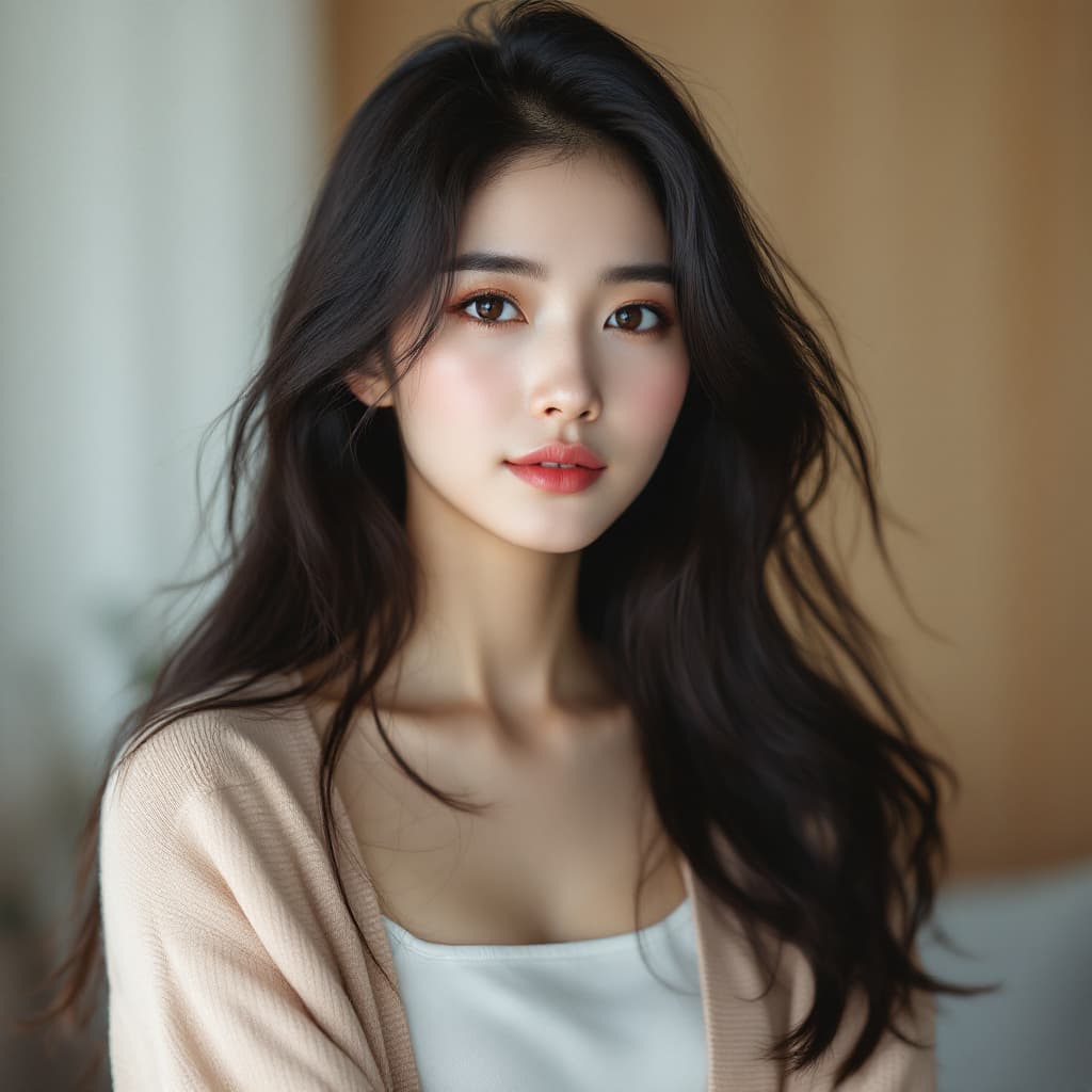 AI generated: East Asian Sophistication in Soft Pastels
A 28-year-old East Asian woman with long-length, silky bla...