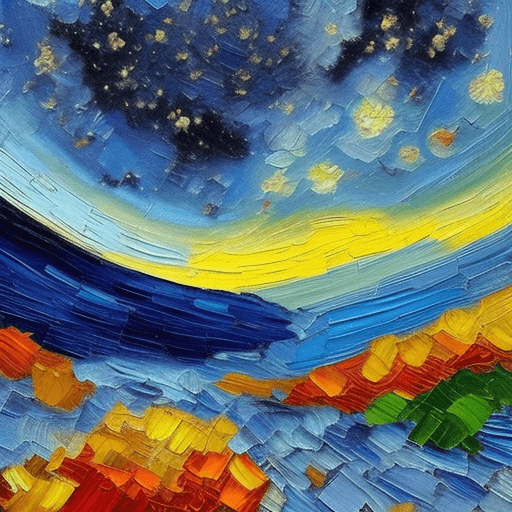 AI generated: Star formation, Van Gogh style, impressionist touch, small heterogeneous painting touches, oil paint...