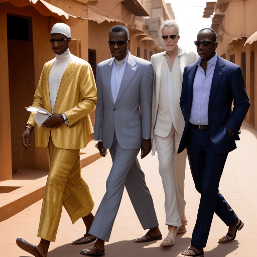 AI generated: generate me a picture illustrating this particular scene: 3 extremely wealthy American men covered i...