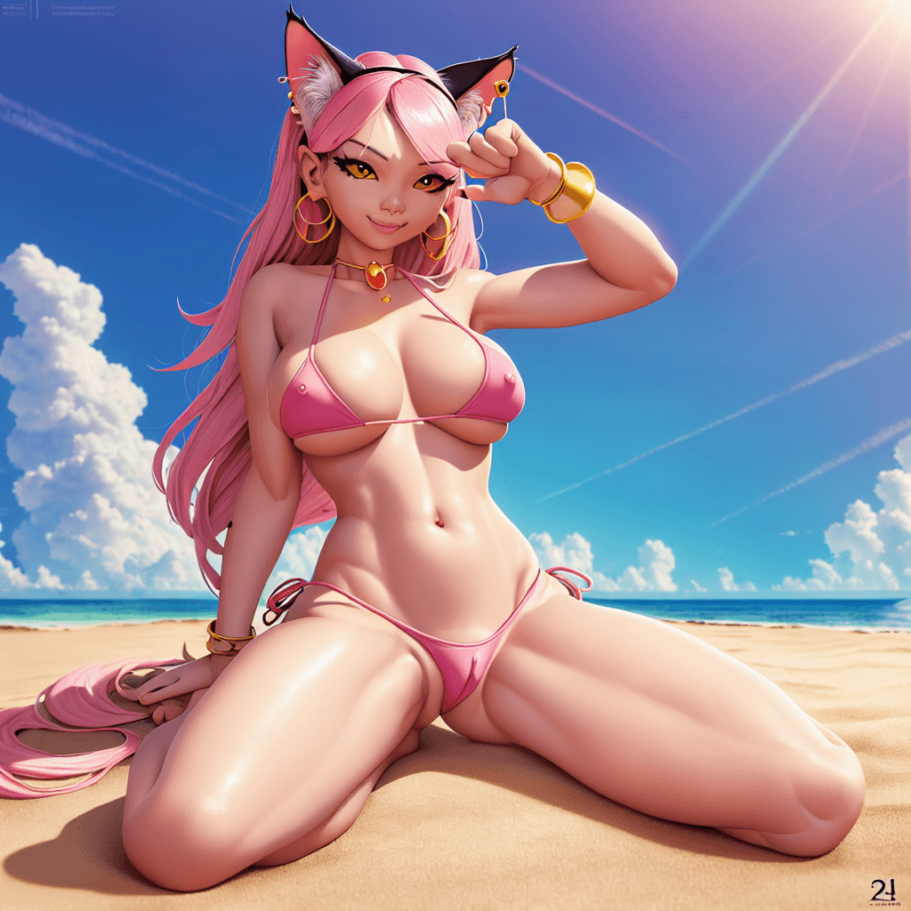 AI generated: furry art, e621, cat, ultimate-detailed, masterpiece , best quality, (photorealistic:1. 2), (Pink sw...
