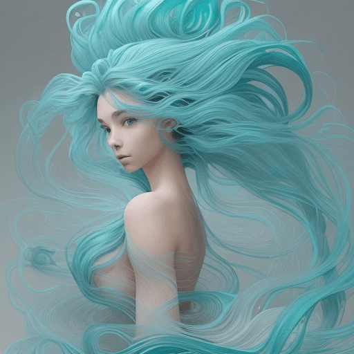 AI generated:  an image of a person with a flowing, sculptural hairstyle and garment that echo the movement of wat...