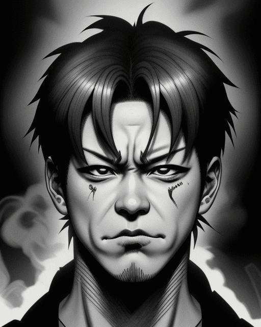 AI generated: stray kids fnaf official anime manga ink pencil drawing portrait kpop idol closeup tired and angry b...