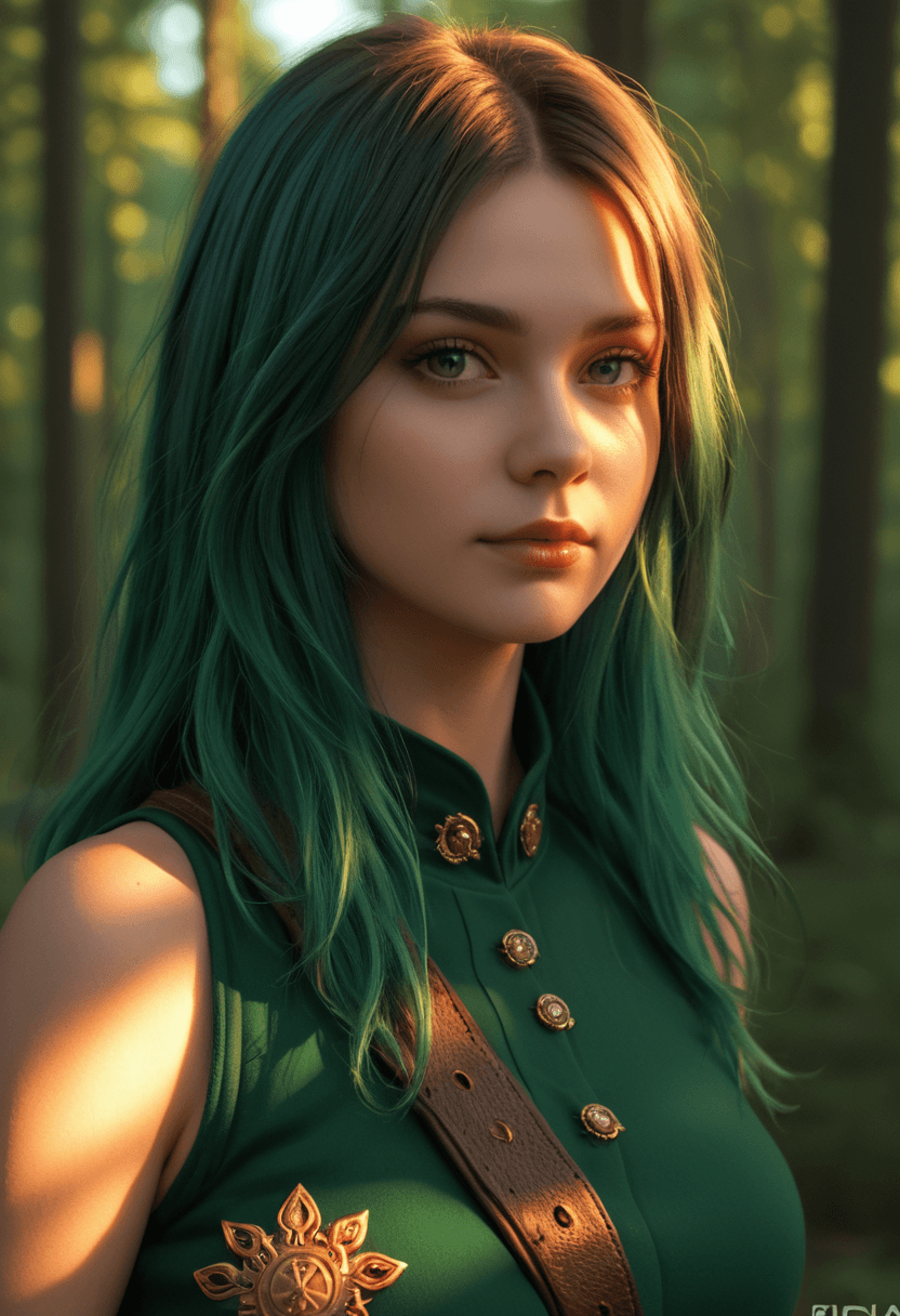 AI generated: HDR photo of Forest witch,dynamic colors,fantasy,sunset,highres,realistic . High dynamic range, vivi...