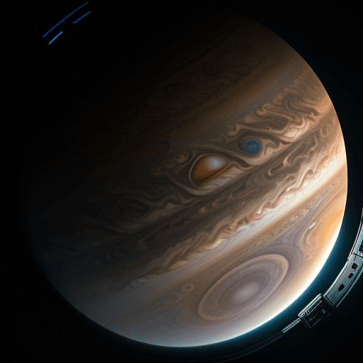 AI generated: detailed photo, ultrarealistic, jupiter, space station, dramatic light, cinematic, masterpiece