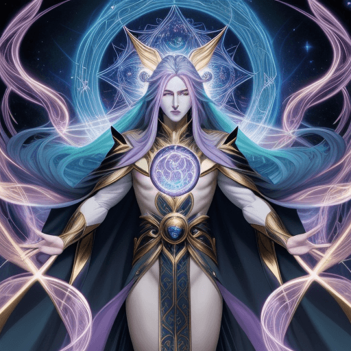 AI generated: SynThor, the Anime Oracle: A majestic being with long flowing robes adorned with intricate celestial...
