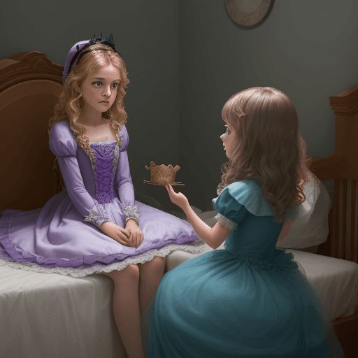 AI generated: Princess Adeline wakes up one morning to find that she has magically transformed into a witch