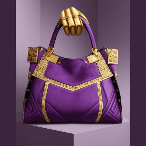 AI generated: Bold, vibrant, and expressive designer leather handbags with geometric patterns and gold hardware, d...
