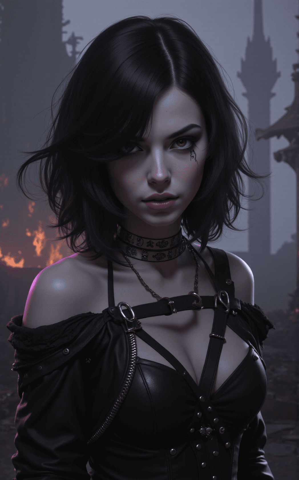 AI generated: A striking portrait painting of an androgynous witch captures a haunting beauty that blurs the line ...