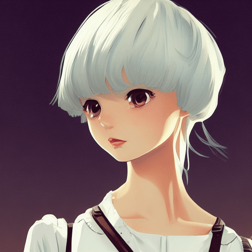 AI generated: a close up of a woman in a white dress with a blue collar, portrait knights of zodiac girl, retro an...