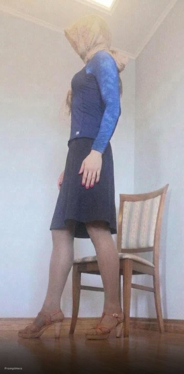 AI generated: Make a hands of woman on picture a bit smaller and young. Make her legs a bit more thick. 