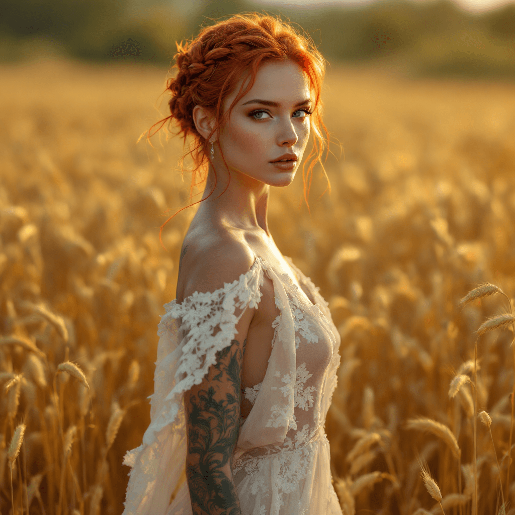 AI generated: An ultra-realistic, full-body, 8K cinematic photo of a fit, very pale woman with neon red hair style...