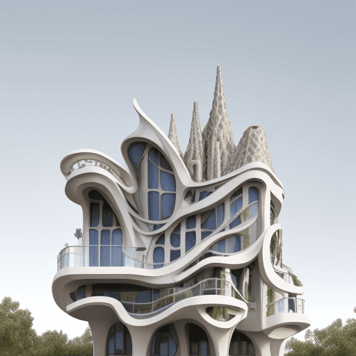 AI generated: modern architecture, inspired by Gaudi, minimalism, modern, --ar 3:4