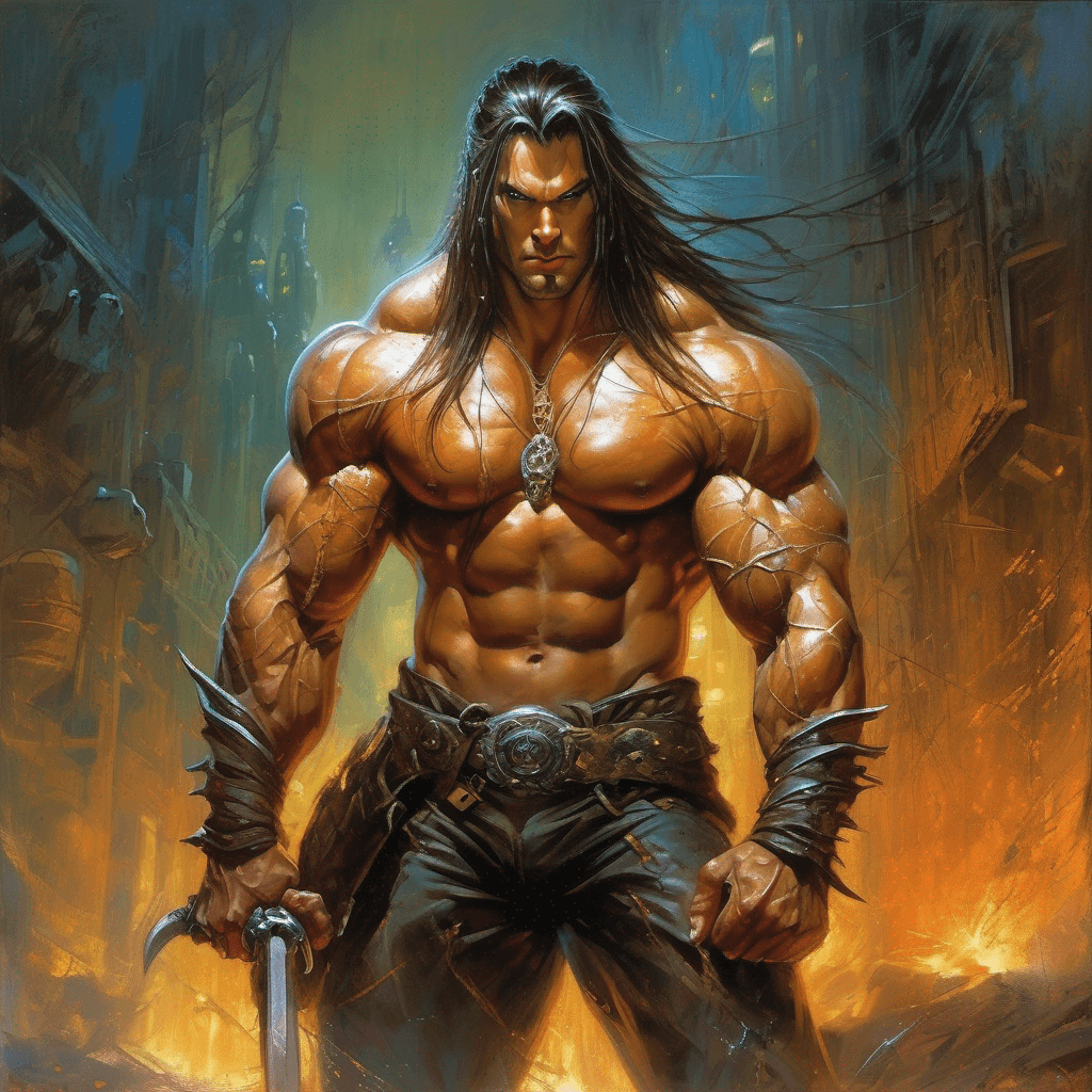 AI generated: A comic style poster of a Very Strong and Conan the Destroyer as a demon slayer of the underworld, ,...